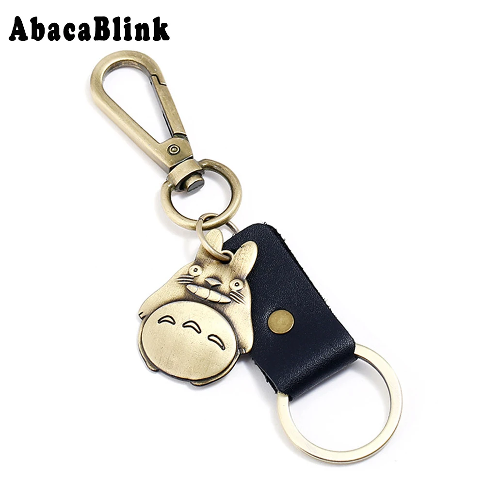 3.3*3.2CM Cute Totoro Key Chains Women Cowhide Leather Keyring Car Bag Pendant My Neighbor Keychain Japan Cartoon Jewelry | Украшения и
