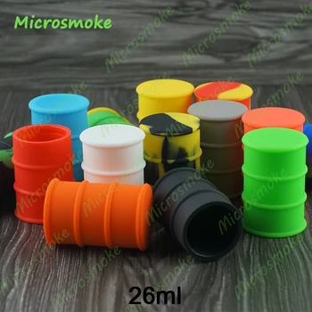 

Silicone oil barrel container jars for dab wax vaporizer Oil rubber drum shape container 26ml Food Grade silicone 10pcs/lot