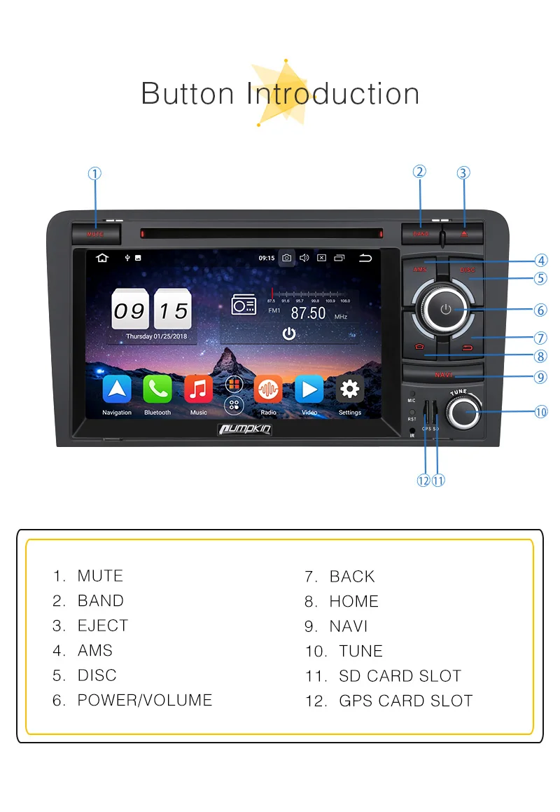 Excellent Pumpkin 2 Din7"Android 8.0 Car Stereo For Audi A3 2003-2011 GPS Navigation Car Multimedia DVD Player Autoradio FM Radio Headunit 7 Excellent Pumpkin 2 Din7"Android 8.0 Car Stereo For Audi A3 2003-2011 GPS Navigation Car Multimedia DVD Player Autoradio FM Radio Headunit 7