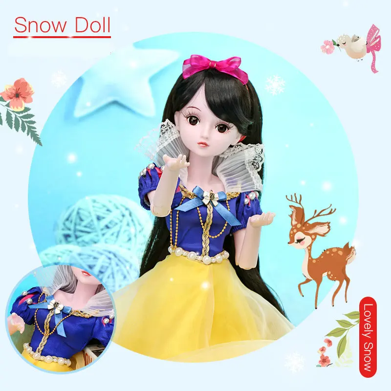 Кукла Снежная белая 60 см 1/3 Bjd полный комплект 19 шарнирных 3D глаз игрушка
