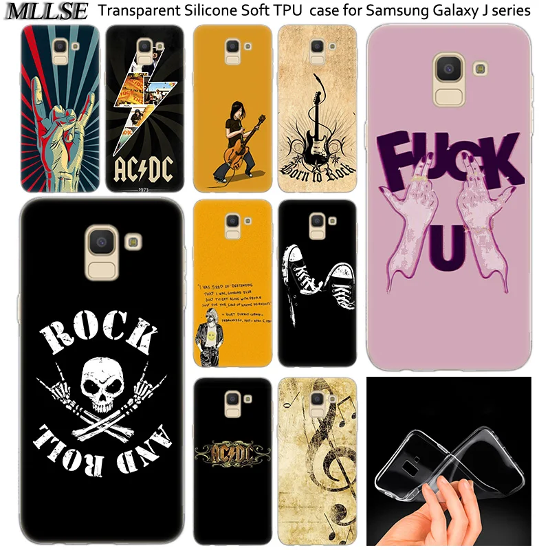 

Hot Rock roll Transparent Soft Silicone Case For Samsung Galaxy J2Pro J4 J6 J8 2018 J3 J5 J7 2016 2017EU Prime CORE Plus Fashion