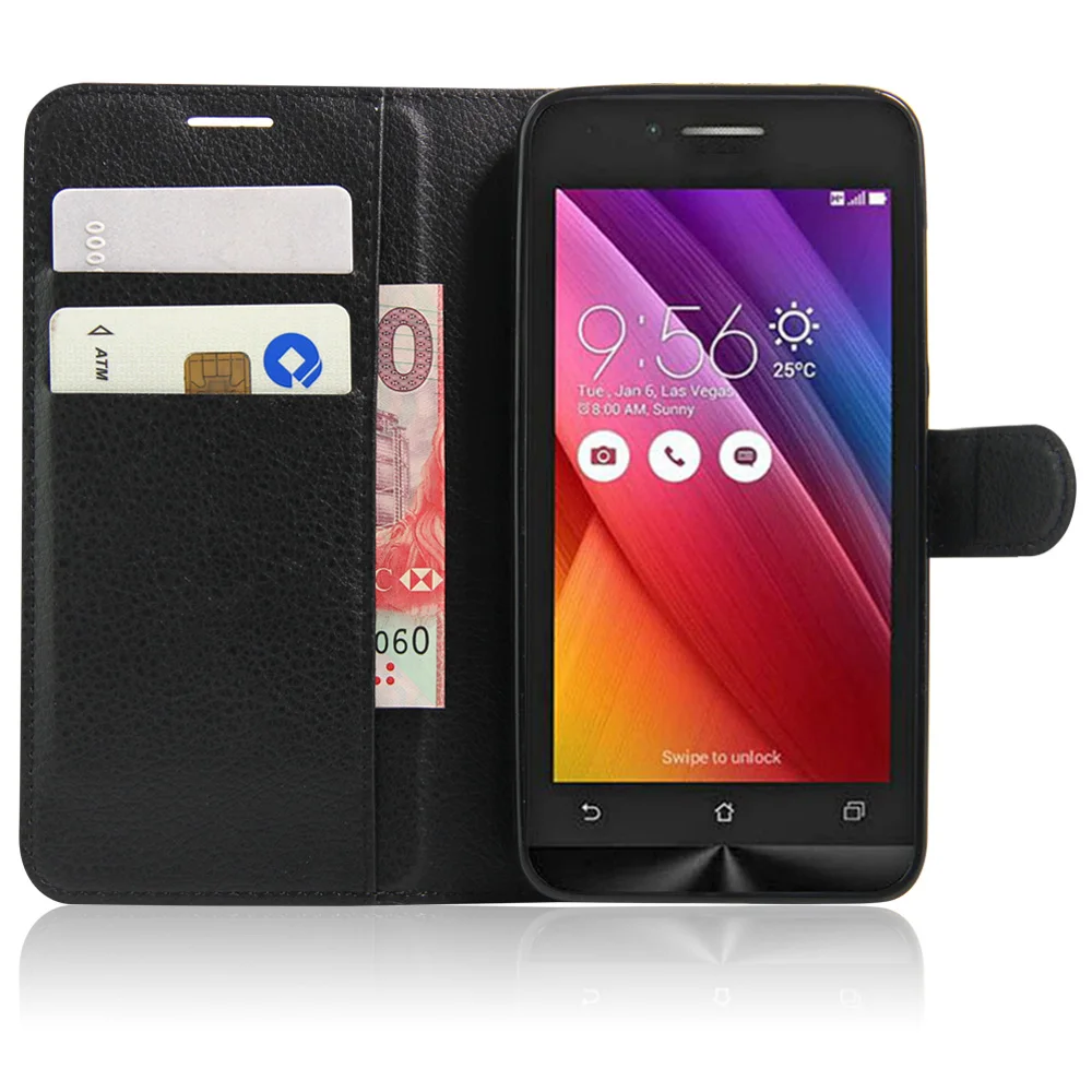 

Cyboris Fundas cover For Asus Zenfone Go ZC500TG 5.0 inch Case flip case Lichee Holster PU Leather with card slot holders