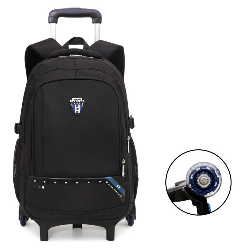 2 wheels dark blue Колесный Рюкзак для детей подвижного сумки для мальчиков студент рюкзак для тележки школьные сумки с колесами детская дорожная сумка на колёсах Mochila - Цвет: 2 wheels dark blue