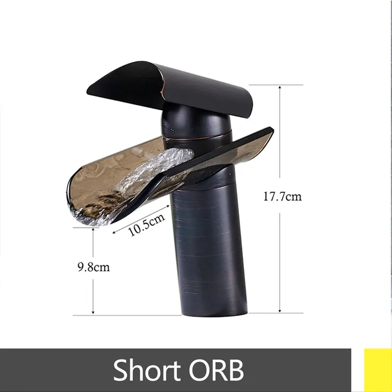 Hownifety ORB Хром Матовый никель смеситель для раковины короткий или высокий со стеклом переключатель горячей и холодной воды на бортике - Цвет: short orb