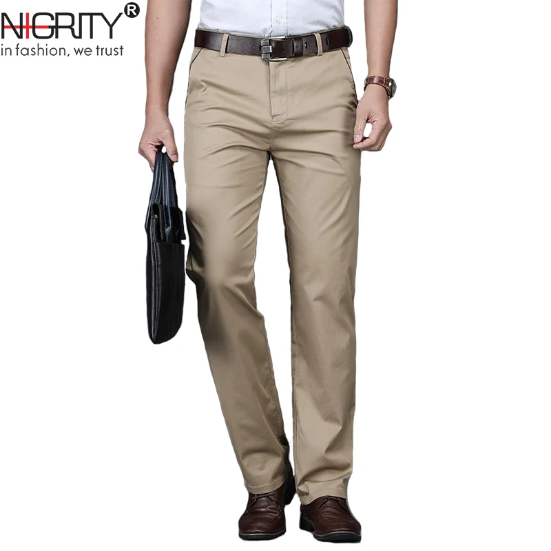 

NIGRITY 2019 Spring New Arrival Mens Casual Pant light Stretch Elastic Classic Regular Cut Pant 4 colors Men's Plus Size 28-42