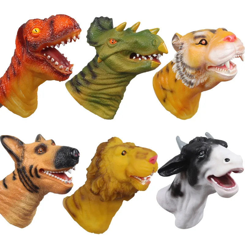 Soft Plastic Animal Head Hand Puppet Figure Toys Gloves Children