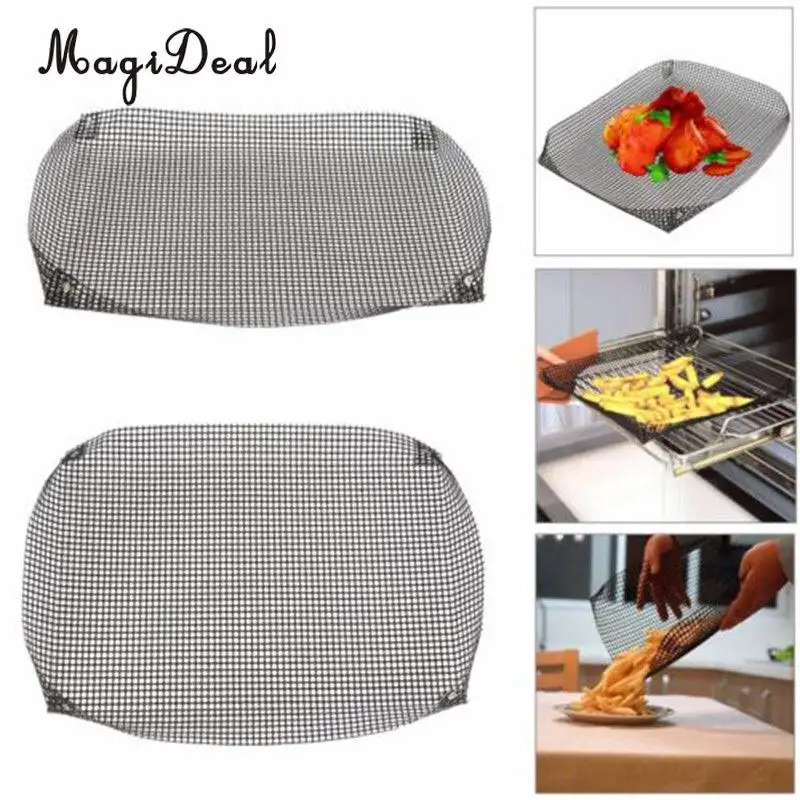 MagiDeal Non-Stick Oven Baking Mesh Tray BBQ Net Chip Baskets Roaster Grilling Mesh