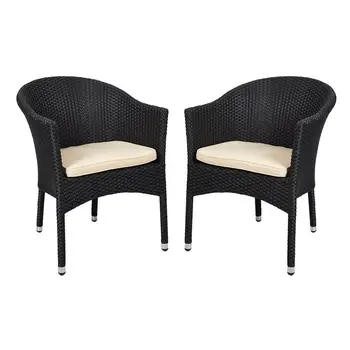 

4 PCS Outdoor Rattan Chairs Patio Garden Furniture with Seat Cushions,Weave Wicker Armchair