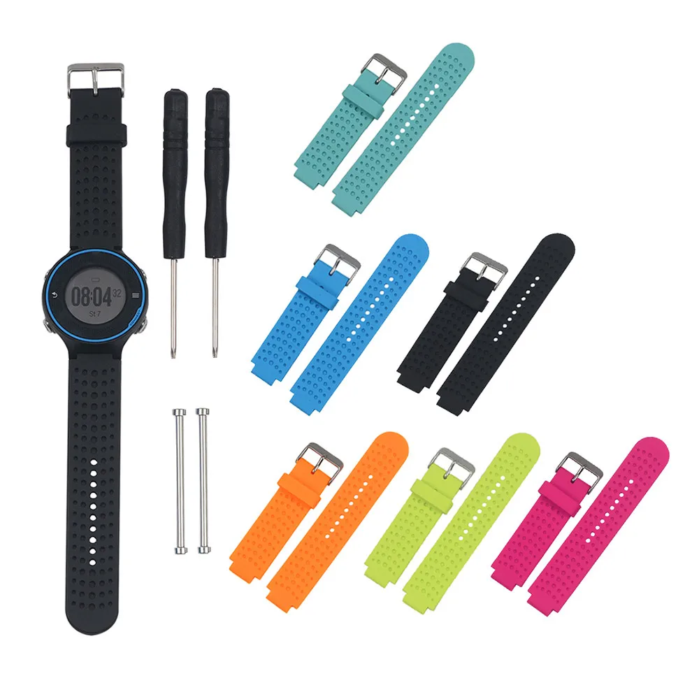 

1Set Silicone Replacement Belt Wrist Band Watch Strap with tool set for Garmin Forerunner 220 230 235 630 620 735 Approach S20