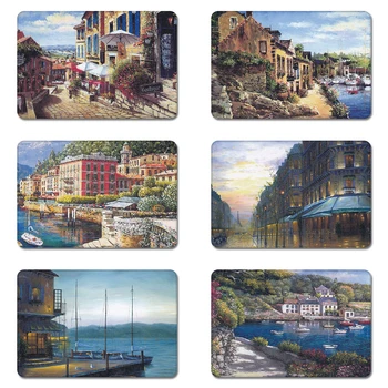 

Classic Seaside City Views Painting Nature Rubber Table Mouse Pad Laptop Computer Enclosure Mousepad Mat