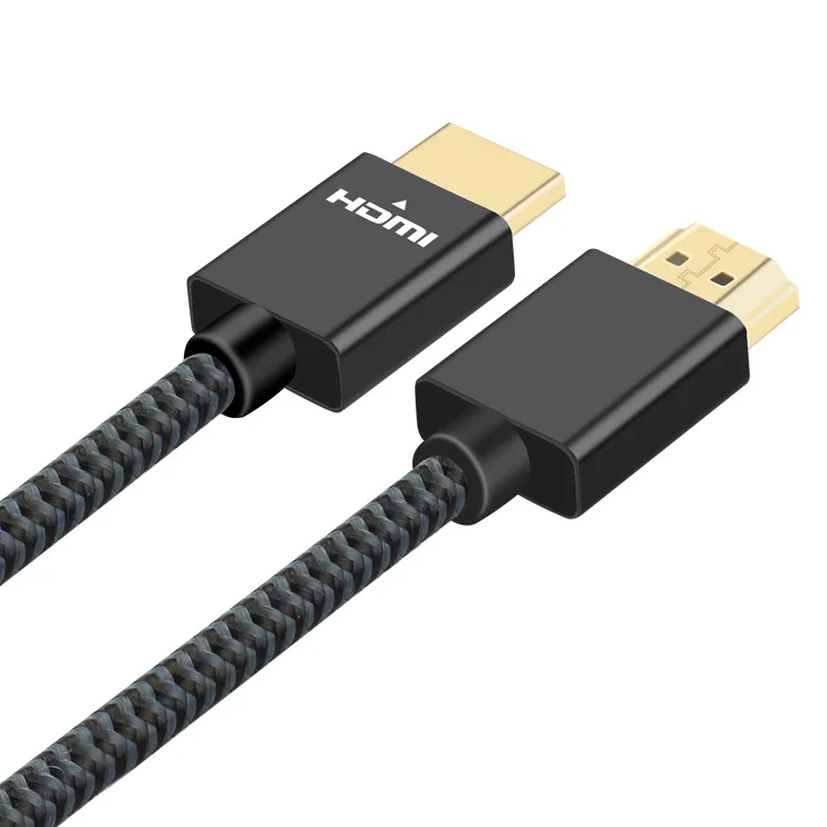 Алюминиевый корпус нейлоновый Плетеный Ультратонкий Тонкий HDMI кабель 4 K 60 Гц - Цвет: Black