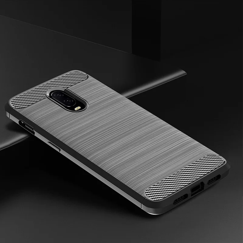 cheap For Oneplus 6 6T Carbon Back Funda Air Armor Cover Cushion Corner Shockproof Silicone TPU Case for Oneplus 5 5T