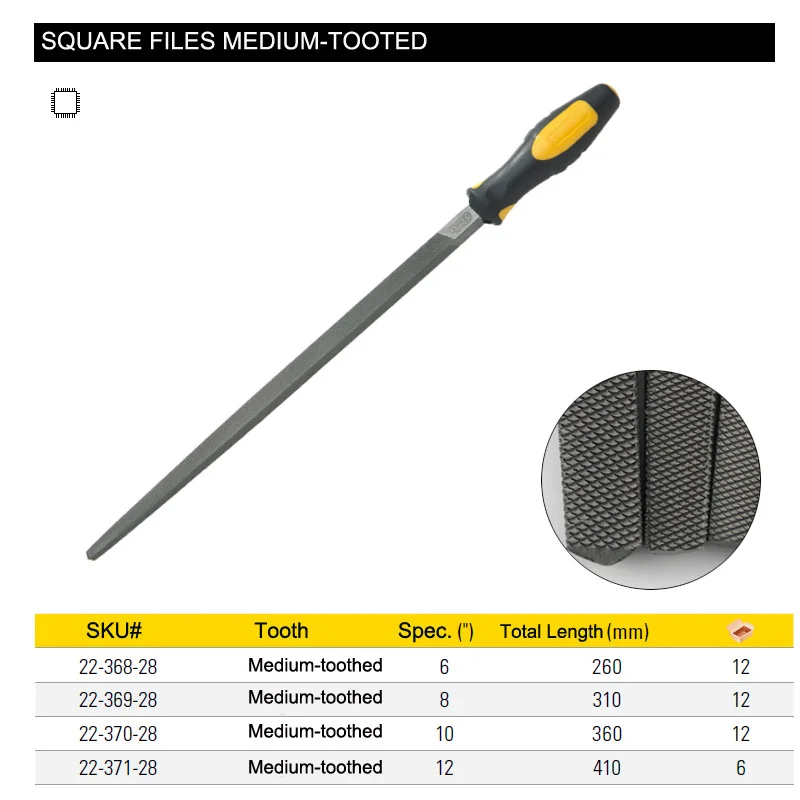 22-368 medium-toothed square files size