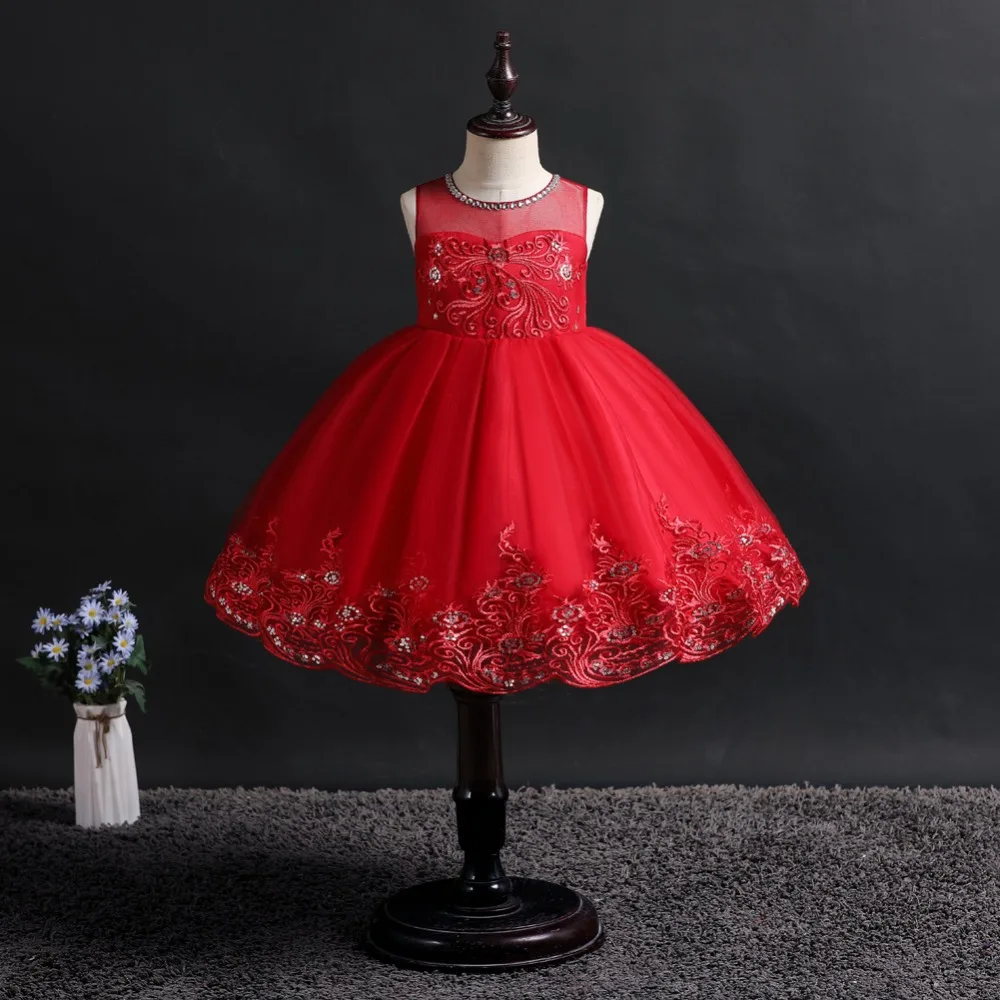 Cute Flower Baby Girl Dresses 2019 Tule Princess Dress Children Evening Clothing Sequins Kids Prom Gown For Girls Wedding Party (16)