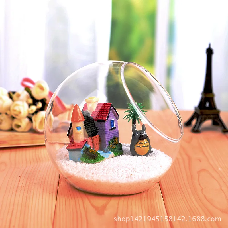 Transparent Glass Vase Fish Tank Hydroponic Flower Vase Round Vasos Panda Decorativos Glass Vases Fishbowl home decoration