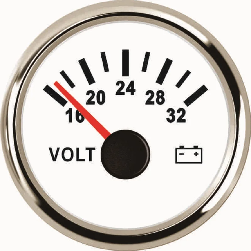 

New 52mm Unviersal Boat Tuck 24V Voltmeter Voltage Gauge 16-32V For Auto Boat Yacht RV Motorcycle Vehicle With Red Backlight