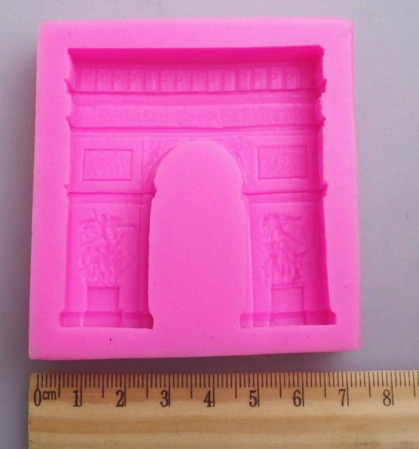 Парижская Триумфальная арка, силиконовая форма, сделай сам, форма для выпечки торта, мыло, силиконовая форма для пудинга 7,6x7,2x1,6 см, кухонный инструмент для выпечки кондитерских изделий E417