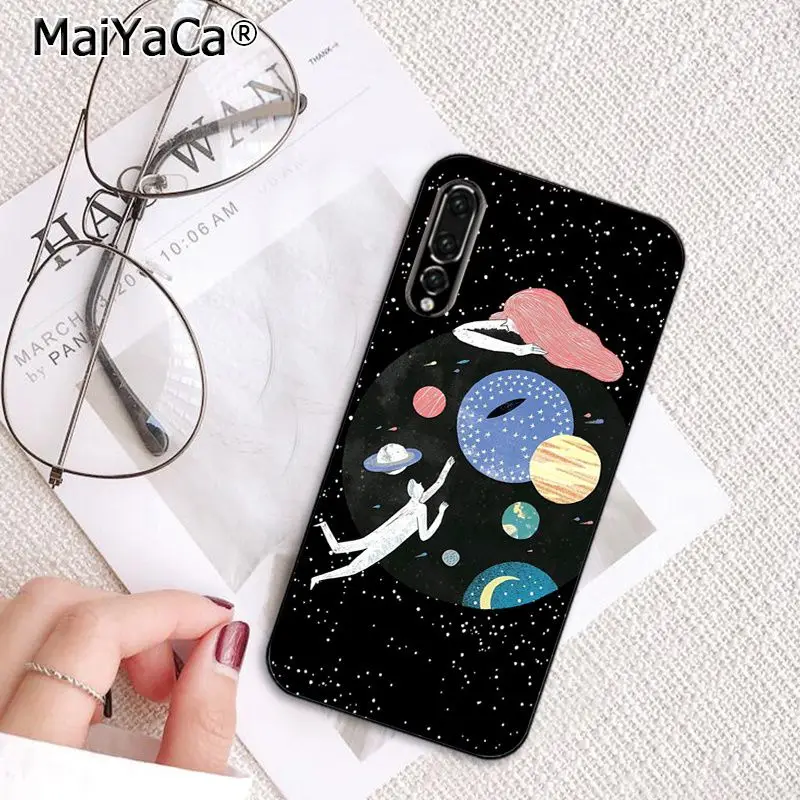 Space Moon plane abstract stars art 