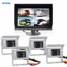 DIYSECUR 9 дюймов Сплит Quad дисплей заднего вида монитор+ белый 4 x CCD камера для автомобиля грузовик автобус системы видеонаблюдения