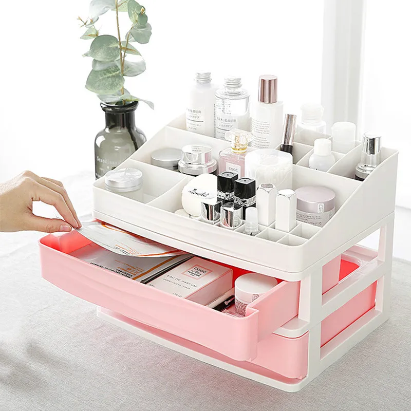 

Plastic Cosmetic Storage Boxs Jewelry Nail Polish Makeup Organizer Cosmetic Drawer Home Office Desktop Sundries Organizers