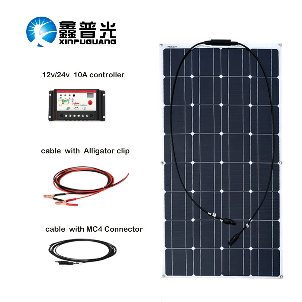 

Boguang 100w Monocrystalline silicon solar panel cell solar system 10A controller cable MC4 connector for 12v battery charge