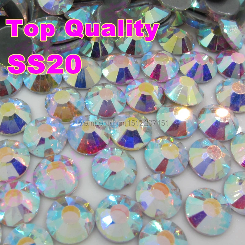 

2Bags/lot No1 Grade AAAAA SS20 4.6 to 4.8mm Clear Crystal AB Luxury Rhinestones Hot Fix Strass Flatback Nail Hotfix Stone