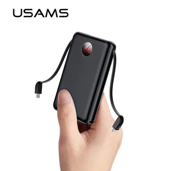 

USAMS 10000mAh LED Digital Mini Power Bank External Battery Portable Charger Powerbank type C Micro Cable for Samsung xiaomi mi