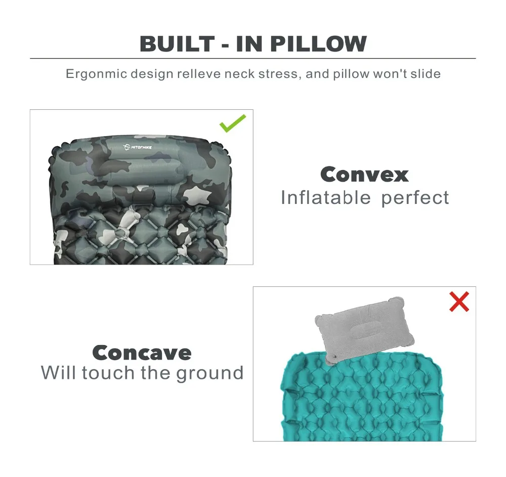 Hitorhike инновационный коврик для сна с быстрым наполнением, надувной мешок, супер светильник, надувной матрас с подушкой, спасательная жизнь, подушка 550 г