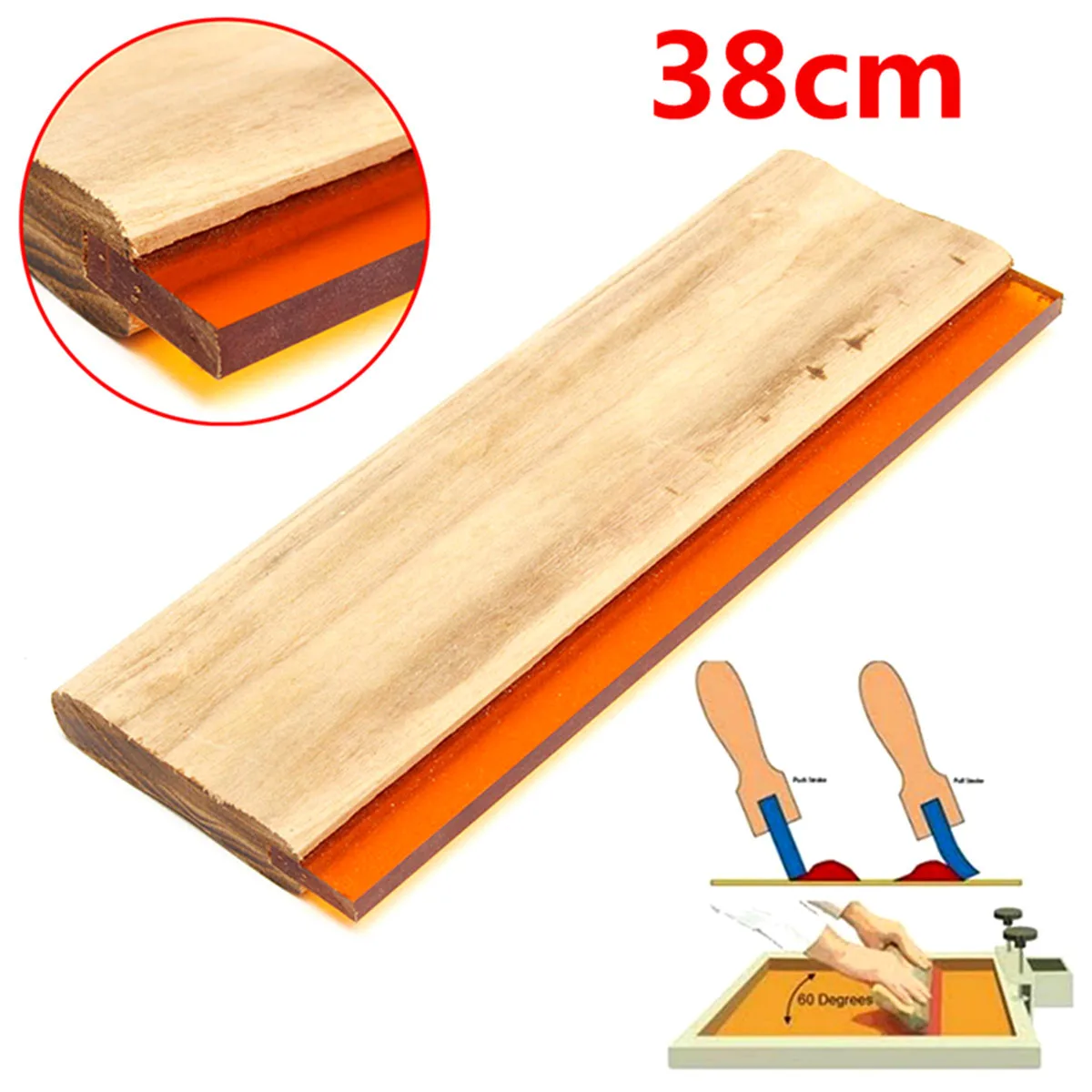 

15" Silk Screen Printing Squeegee Square Blade Wood Handle Ink Scraper 38cm New