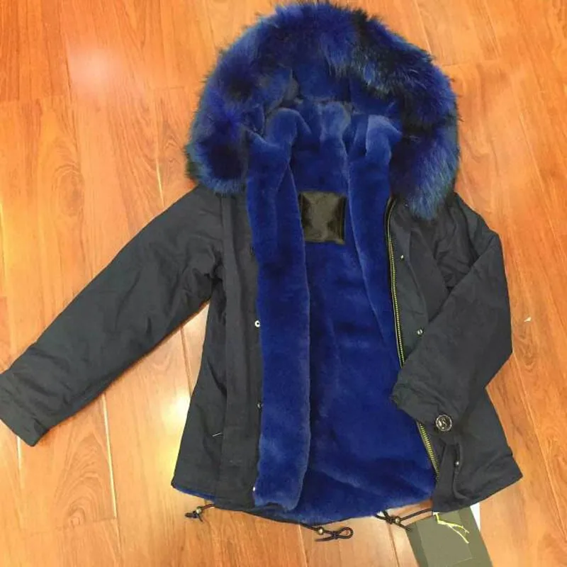 Новая мужская куртка модная черная парка с синей подкладкой из искусственного меха зимнее пальто