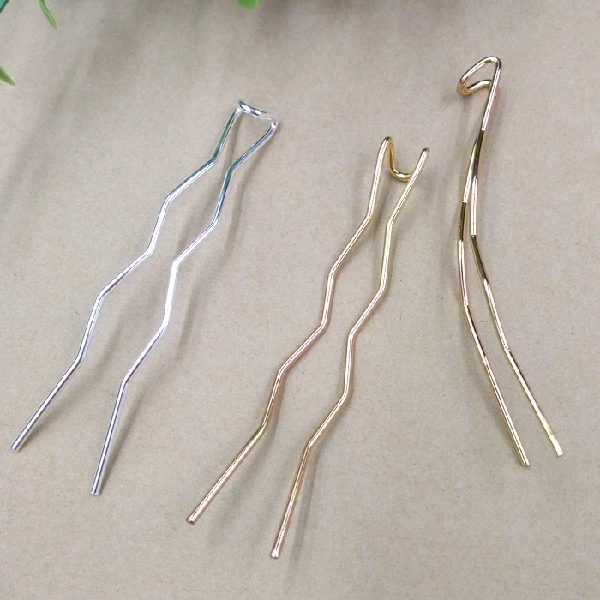 

68*1.2mm Simple metal diy long U-shaped hair stick needle silver fork hair stick pin gold color hairstick women fashion jewelry
