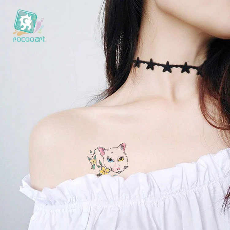 

RC Series 2019 Body Art WaterProof Temporary Tattoo Stickers Cat flamingo pink Colorful Dance Small Fresh Flash Taty Tatoo
