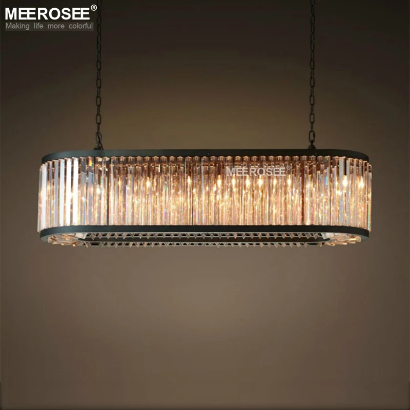 

American Crystal Style Pendant Lights Vintage Crystal Suspension Lamparas Living Room Dining Room Rectangle Crystal Drop Lamp