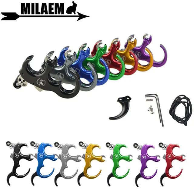  US $60.14 Archery Release Adjustable Fingers Aluminum Alloy Thumb Finger Tigger Compound 