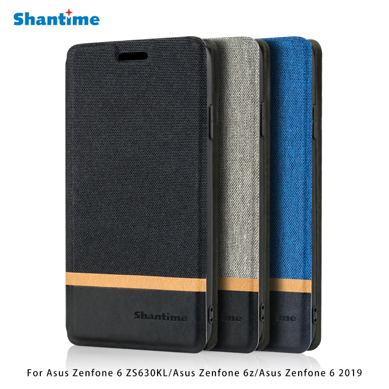 

Canvas PU Leather Bag Case For Asus Zenfone 6 ZS630KL Flip Case For Asus Zenfone 6z Zenfone 6 2019 Case Soft Silicone Back Cover