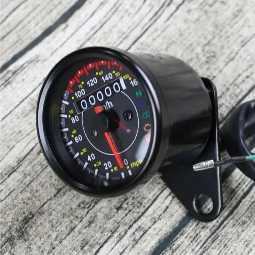 Retro motorcycles custom universal mini Stainless steel mechanical odometer speedometer mash - Цвет: Черный