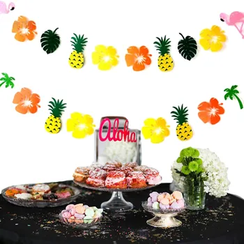 

Besegad Cute Felt Pineapple Garland Banner Flags for Summer Beach Hawaiian Luau Holiday Party Children Room Decorations