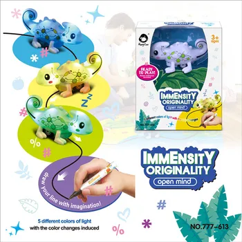 

New Mini Magic Toy Discolored Dinosaurs Children's Induction Chameleon Toys Figure Pen Draw Lines Induction Rail toys