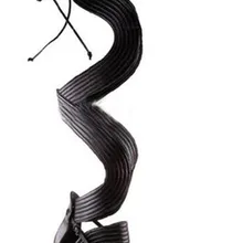 Женские Модные Дизайнерские Сапоги-гладиаторы до колена в римском стиле с открытым носком, с ремешками под змеиную кожу пикантные сапоги на высоком каблуке черного и синего цвета модельные туфли