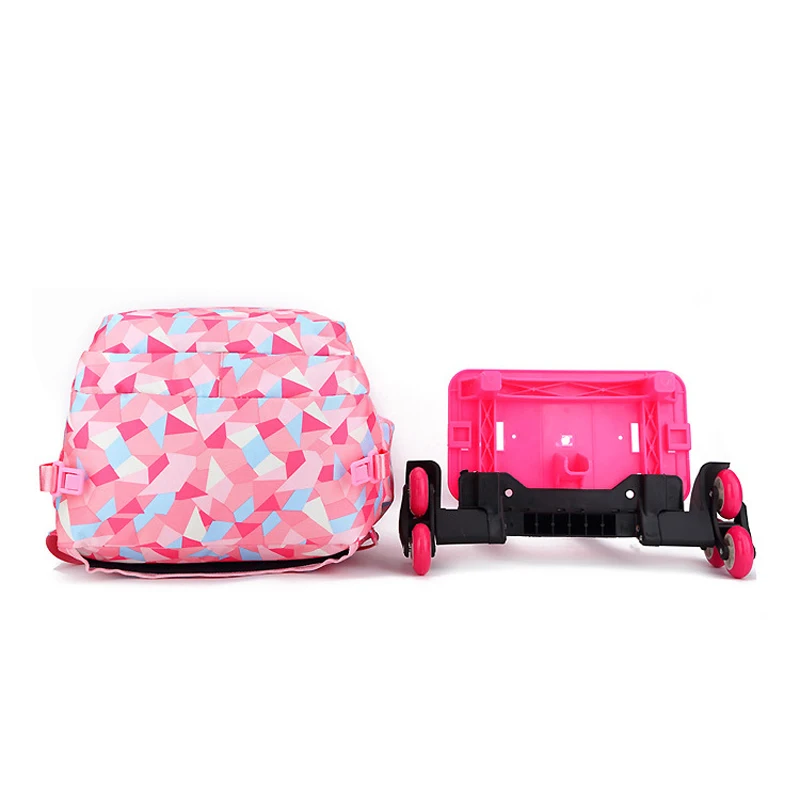 New Removable Children School Bags with 6 Wheels for Girls Trolley Backpack Kids Wheeled Bag Bookbag travel luggage
