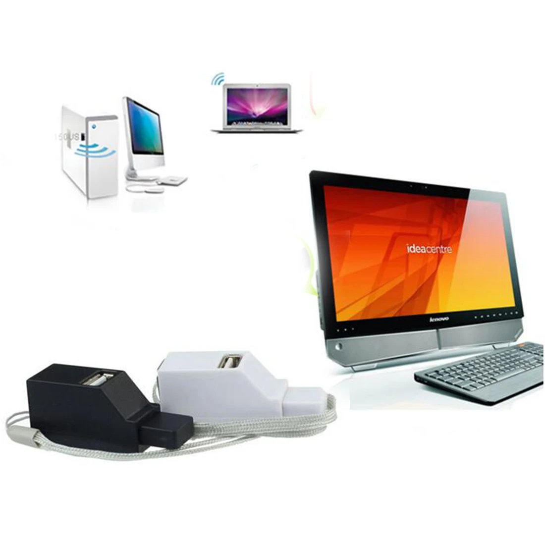 Mini portable High Speed 3 Ports 2.0 USB HUB In-line Splitter Adapter With lanyard for Notebook/Tablet Computer PC Peripherals