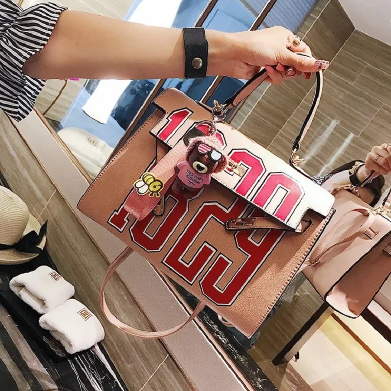 

Fashion Women Handbags 2019 New Designer PU Leather Korean Letter Shoulder Bags Female Top-Handle Tote Crossbody Messenger Bag