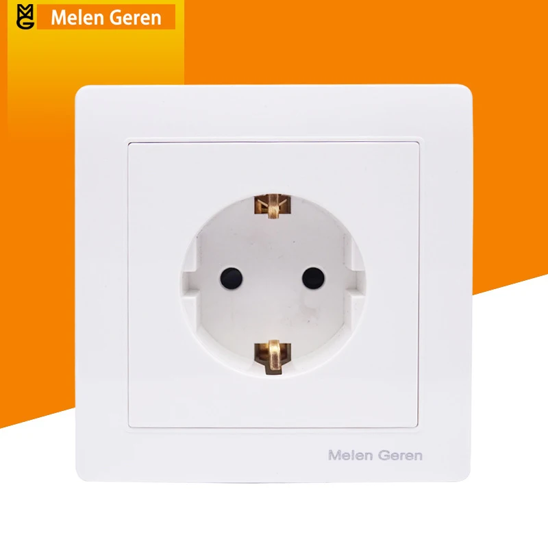 

EU Standard Power Socket Outlet Plug Wall Socket Elegant White Panel AC 110~250V 16A Wall Eletrical Socket Grounded 86mm*86mm