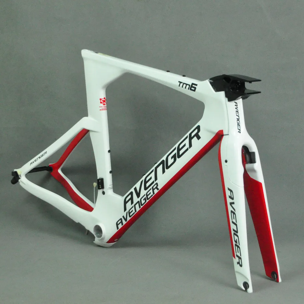 

Carbon Fiber Time Trial TT Triathlon Bicycle Bike Frameset Avenger logo White TM6 Painting TT Handlebar FM109 BB86