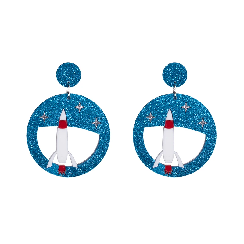 

Drop Rocket Earrings Acrylic round Big Dangle Earrings 2017 News Spring Summer Girls Women Jewelry Accessories Fashion Styles