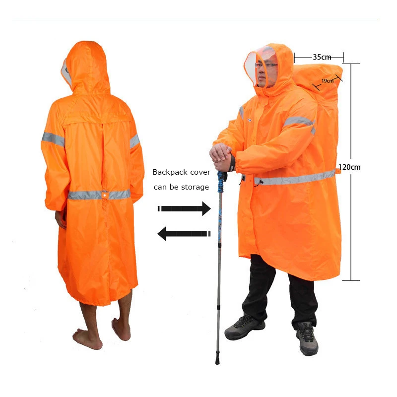 Bluefield Unisex Reflective Outdoor Backpack Raincoat Rain Cover One-piece Rain Poncho Cape Jacket For Hiking Camping Cycling hiking jackets,waterproof hiking jackets,waterproof jacket,waterproof raincoat,waterproof coats