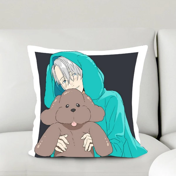 Новый домашний текстиль 2WT 2way квадратная Подушка Чехол Yuri On Ice Anime Victor Nikiforov & Makkachin