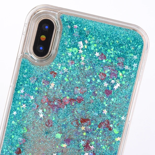 Зыбучий песок жидкий ПК ТПУ чехол для iPhone x iPhone звезда сердце любовь алмаз динамичный, яркий блеск Sparlke чехол для телефона 100 шт