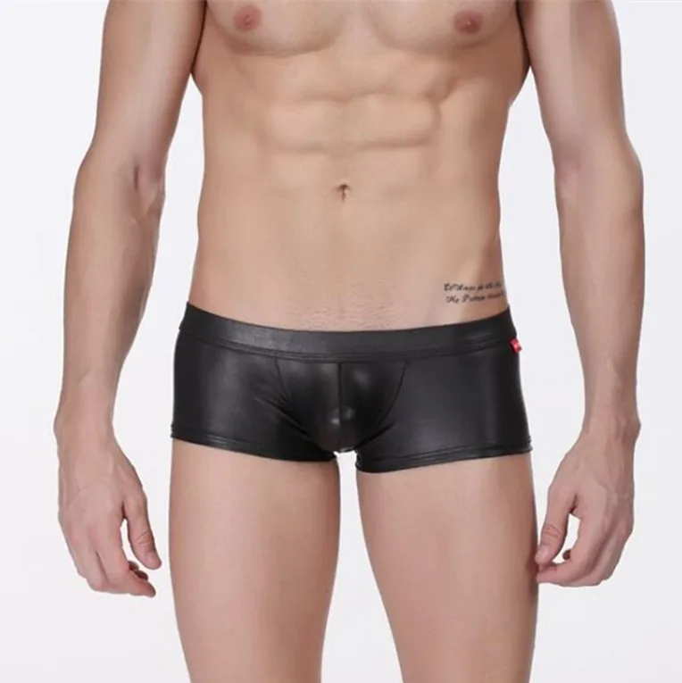 Мужчины Sexy боксеры оптовая мужская underwear искусственной кожи с внешней торговли после нового лакированной кожи PU boyshort lingeri