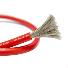 Red+1meter Black Silicone Wire 10AWG 12AWG 22AWG Heatproof Soft Silicone Silica Gel Wire Cable